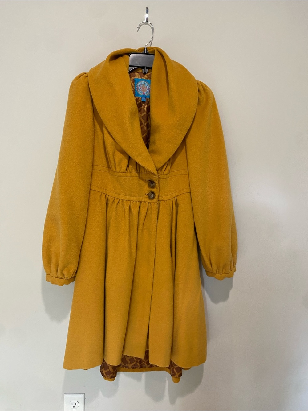 Plenty by Tracy Reese Mustard Yellow Shawl-Collar Pea Coat